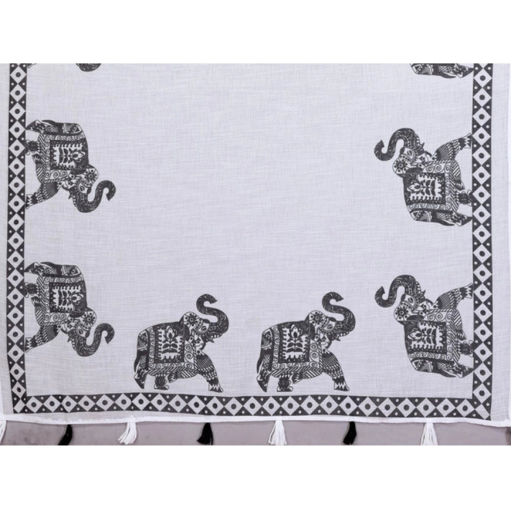 Designer Women's Linen Cotton Printed Saree With Blouse Piece