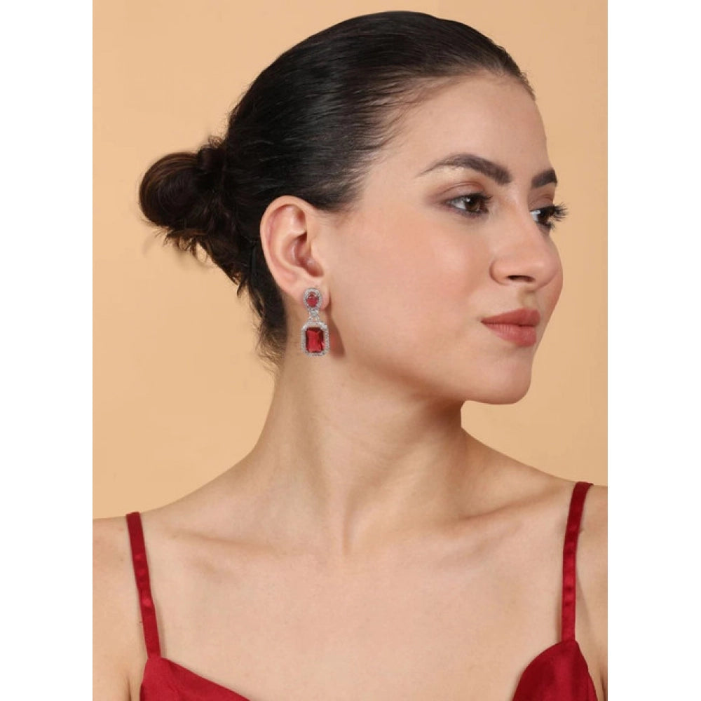 Wonderful Women's Brass Silver Plated Drop Earrings