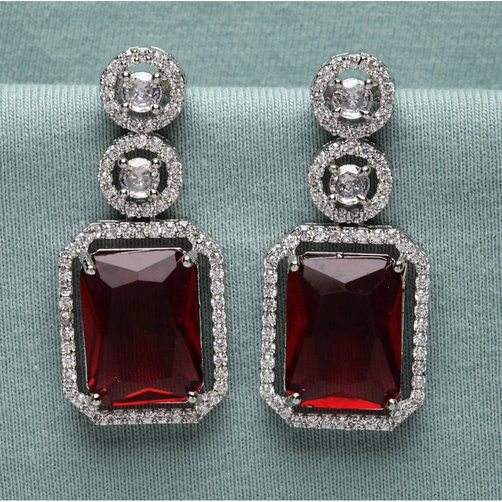 Wonderful Women's Brass Silver Plated Drop Earrings