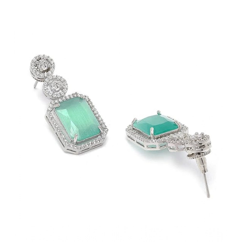 Wonderful Women's Brass Silver Plated Drop Earrings