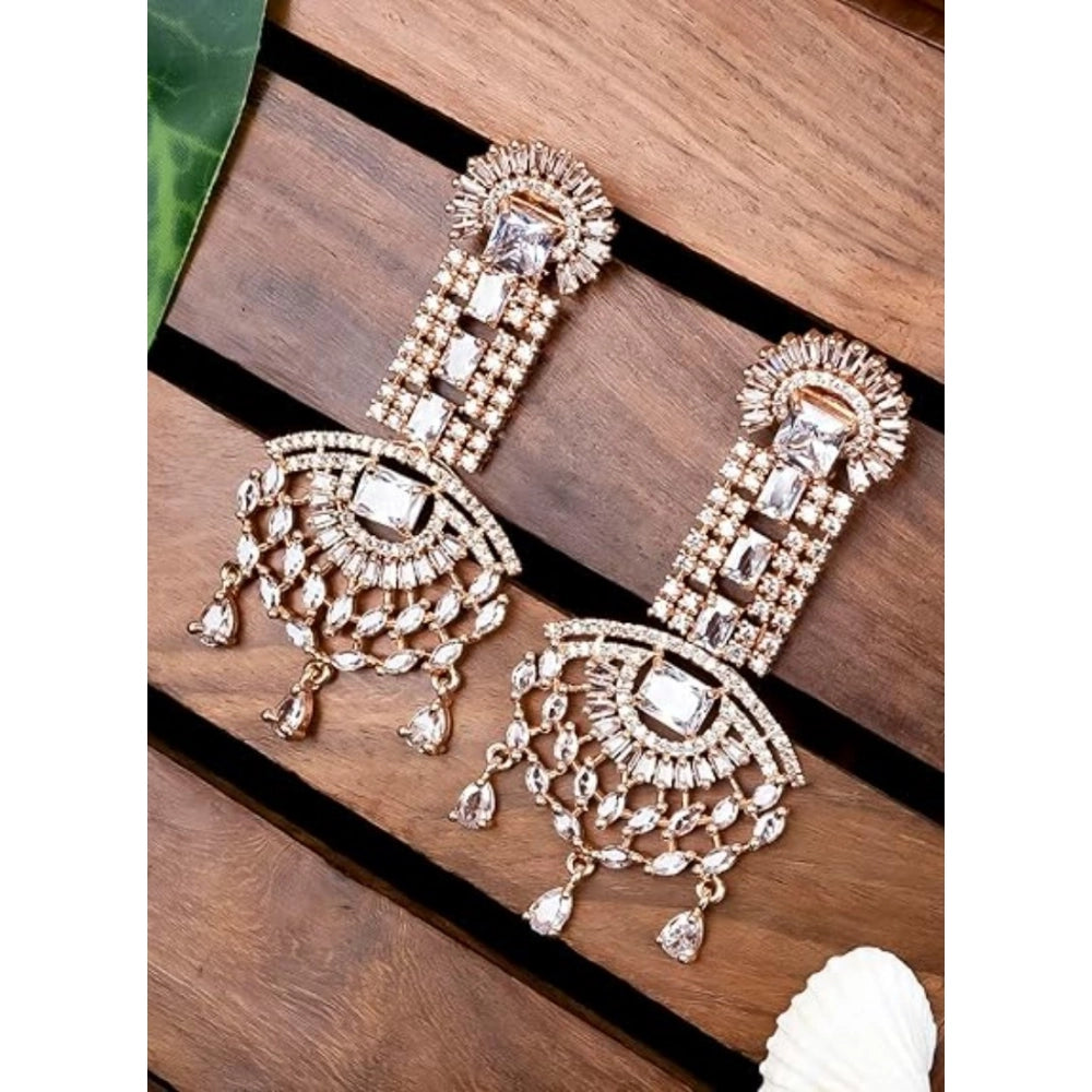 Adorable Women's Brass Silver Plated Drop Earrings