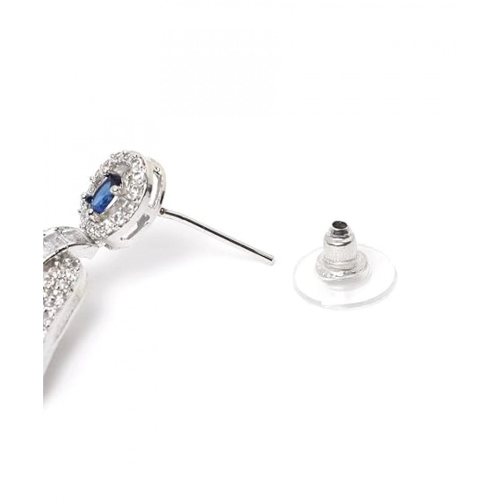 Attractive Women's Brass Silver Plated Drop Earrings