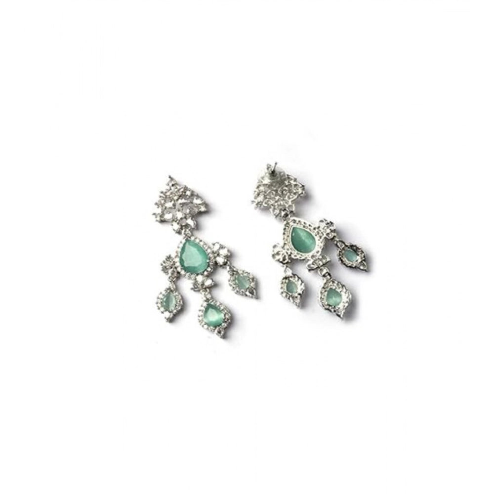 Beautiful Women's Brass Silver Plated Drop Earrings