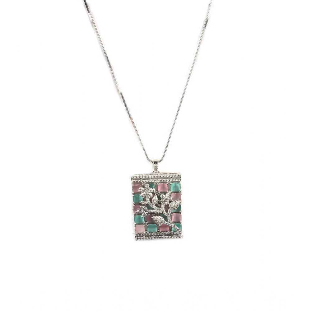 Pretty Women's Brass Silver Plated Pendant Set