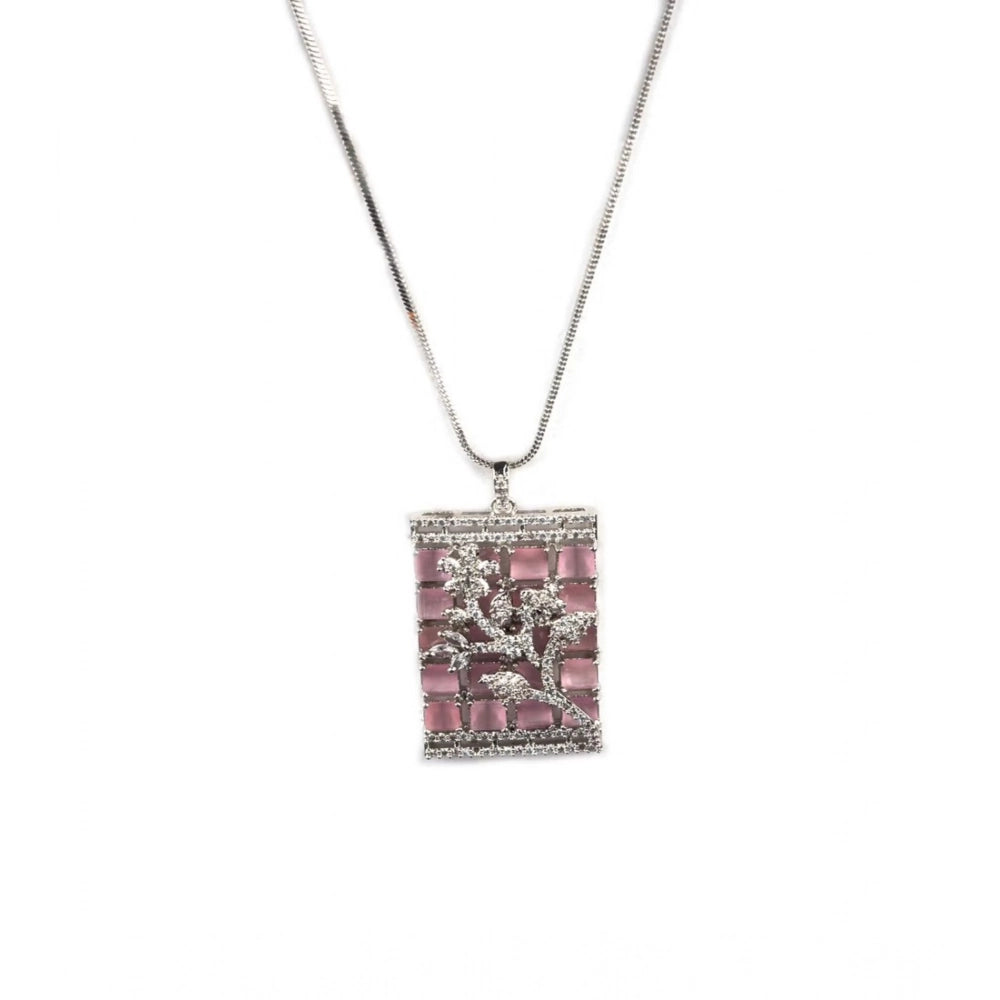 Pretty Women's Brass Silver Plated Pendant Set