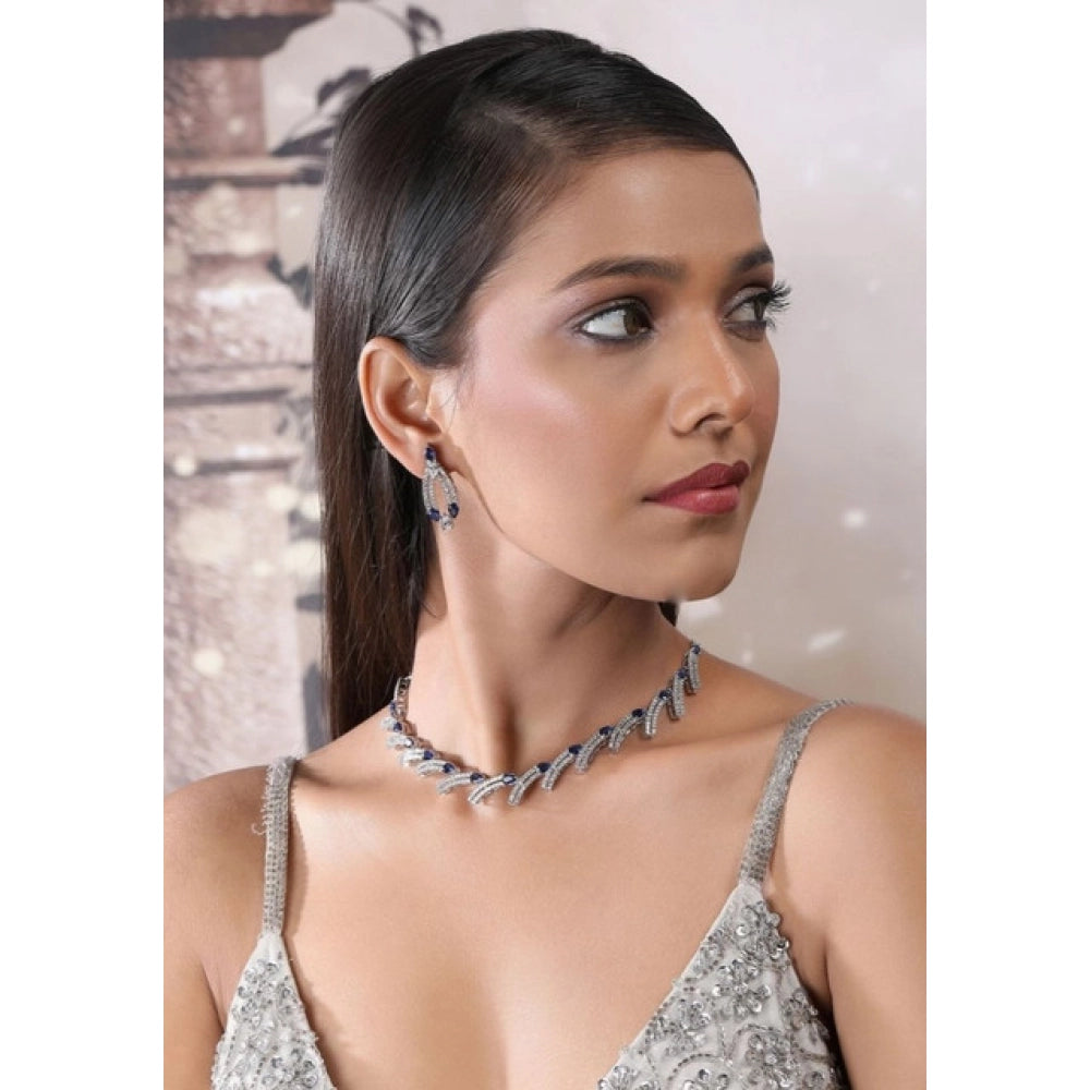 Beautiful Women's Brass Silver Plated Necklace set
