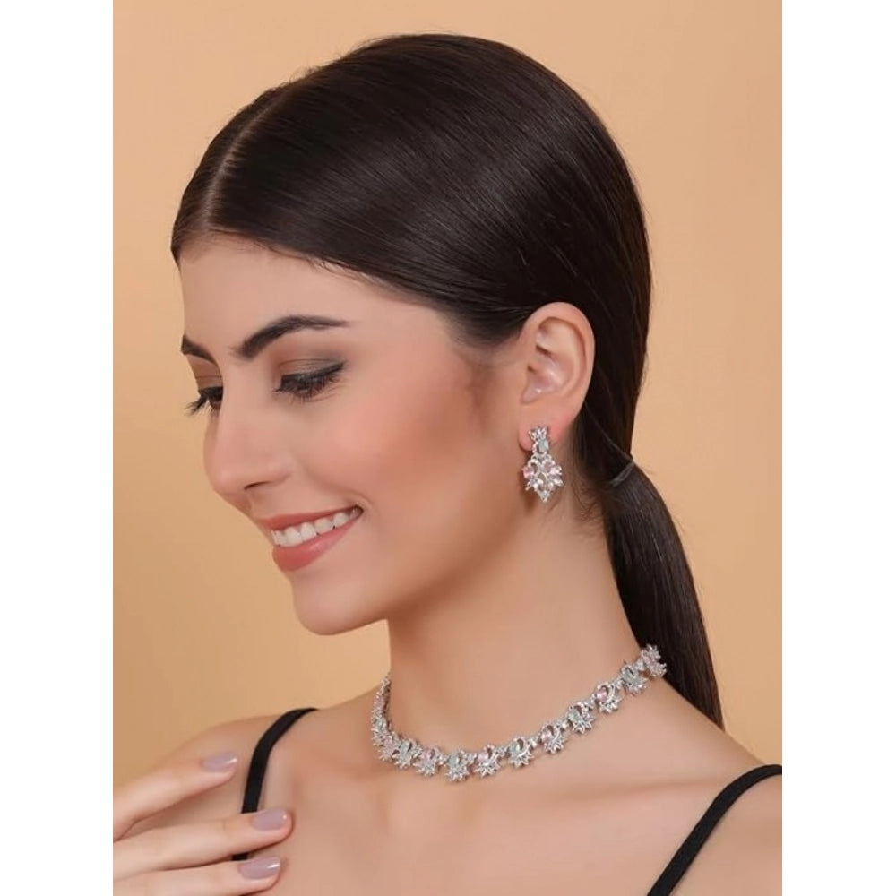 Sensational Women's Brass Silver Plated Necklace set