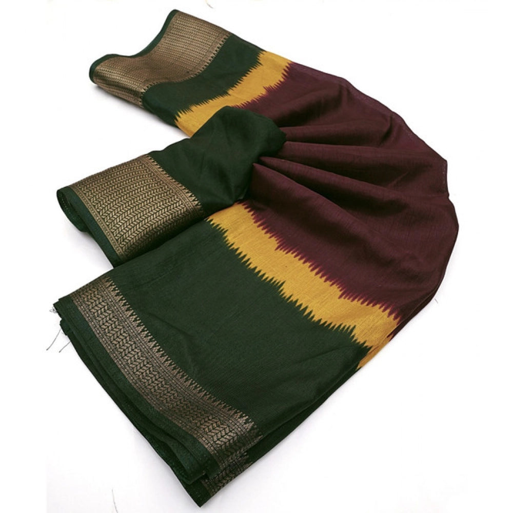 Contemporary Women's Cotton Silk Solid Saree With Blouse Piece