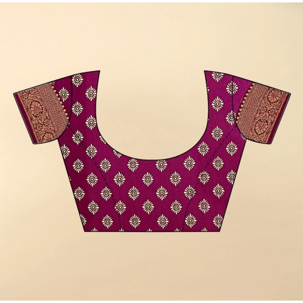 Magnificent Women's Cotton Silk Floral Printed Saree With Blouse Piece