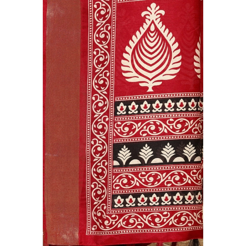 Marvellous Women's Cotton Silk Printed Saree With Blouse Piece