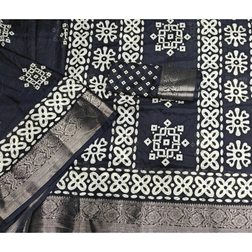 Marvellous Women's Cotton Silk Printed Saree With Blouse Piece