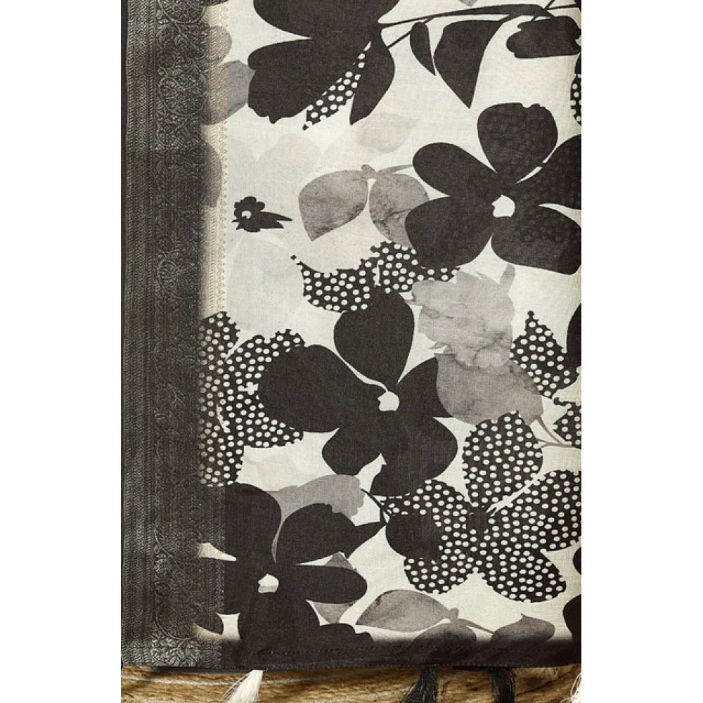Fancy Women's Cotton Silk Floral Printed Saree With Blouse Piece