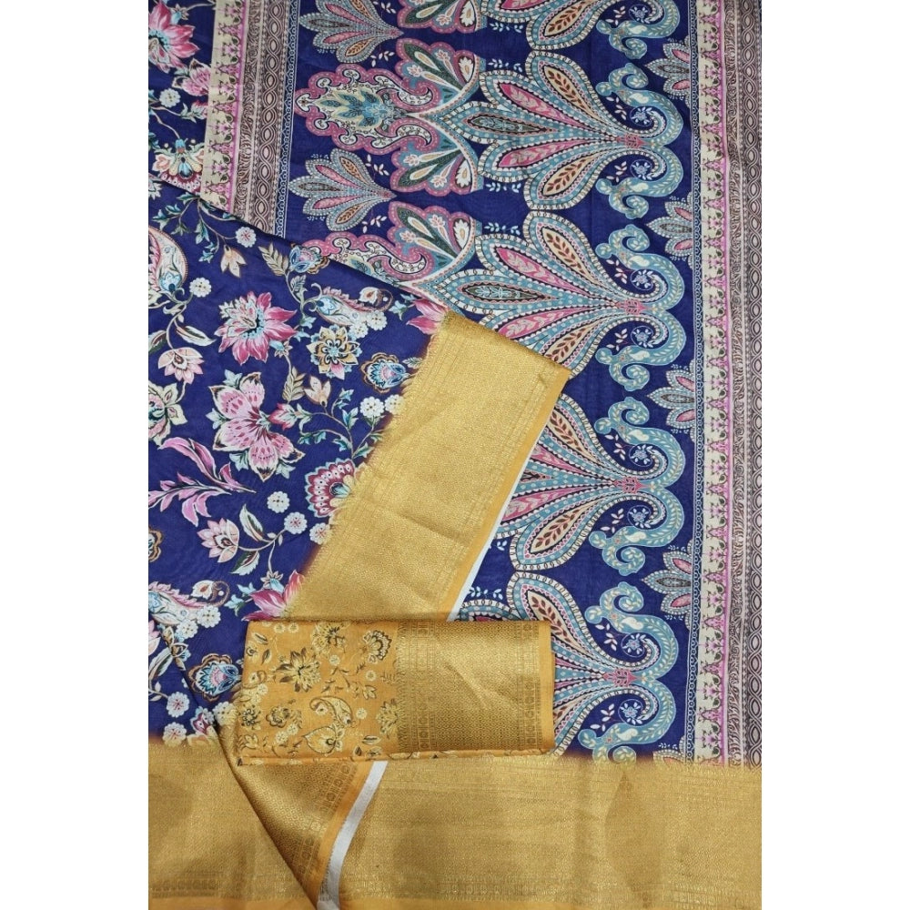 Magnificent Women's Cotton Silk Floral Printed Saree With Blouse Piece