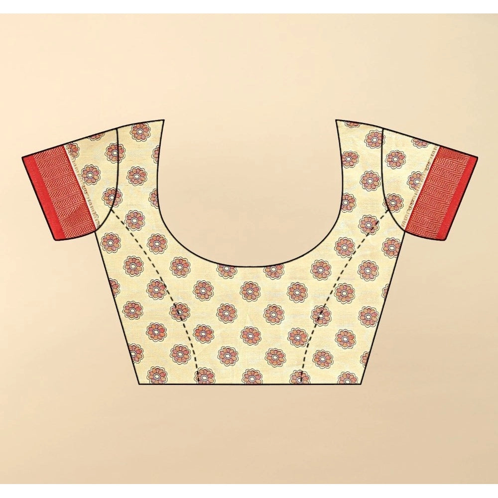 Marvellous Women's Cotton Silk Printed Saree With Blouse Piece