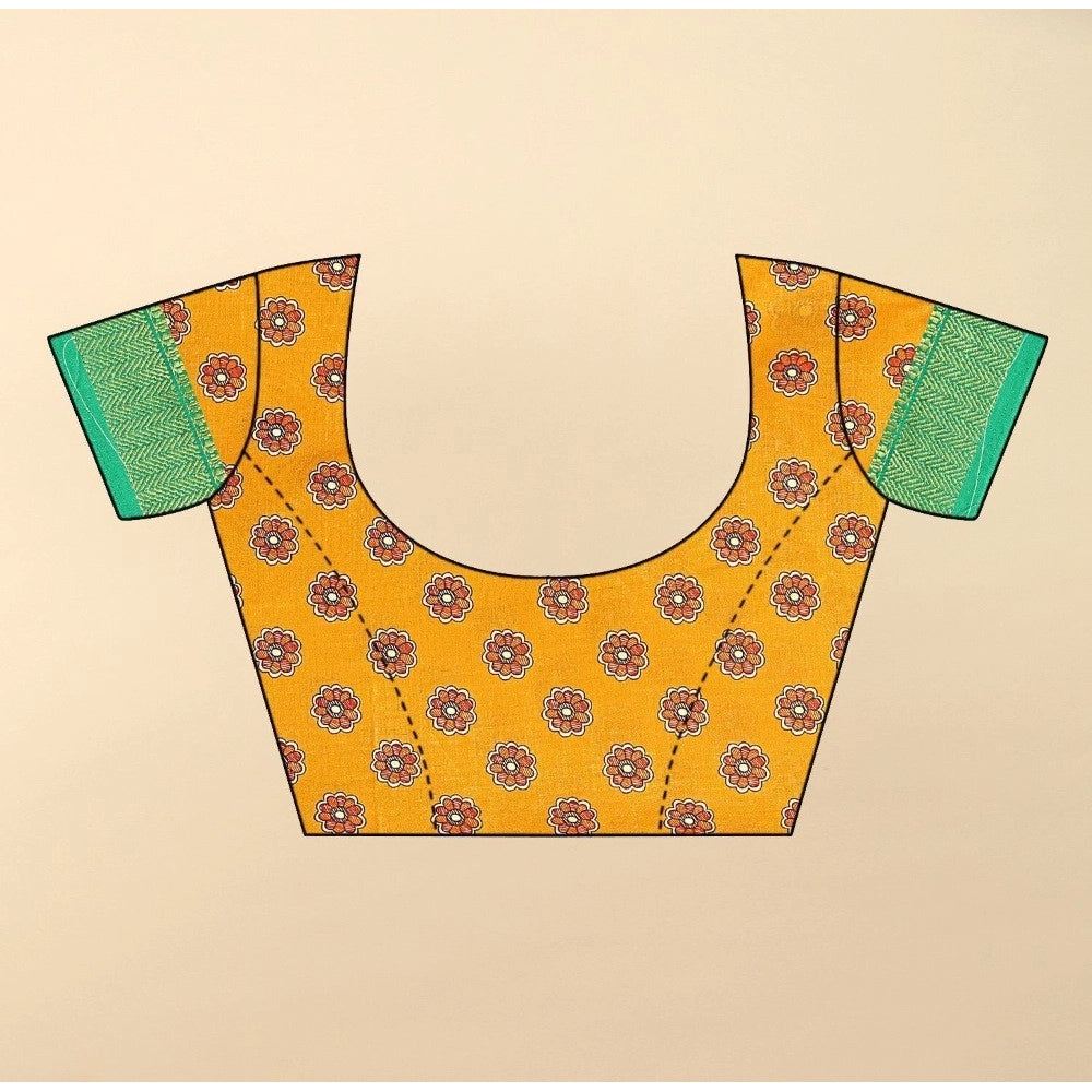 Sizzling Women's Cotton Silk Printed Saree With Blouse Piece