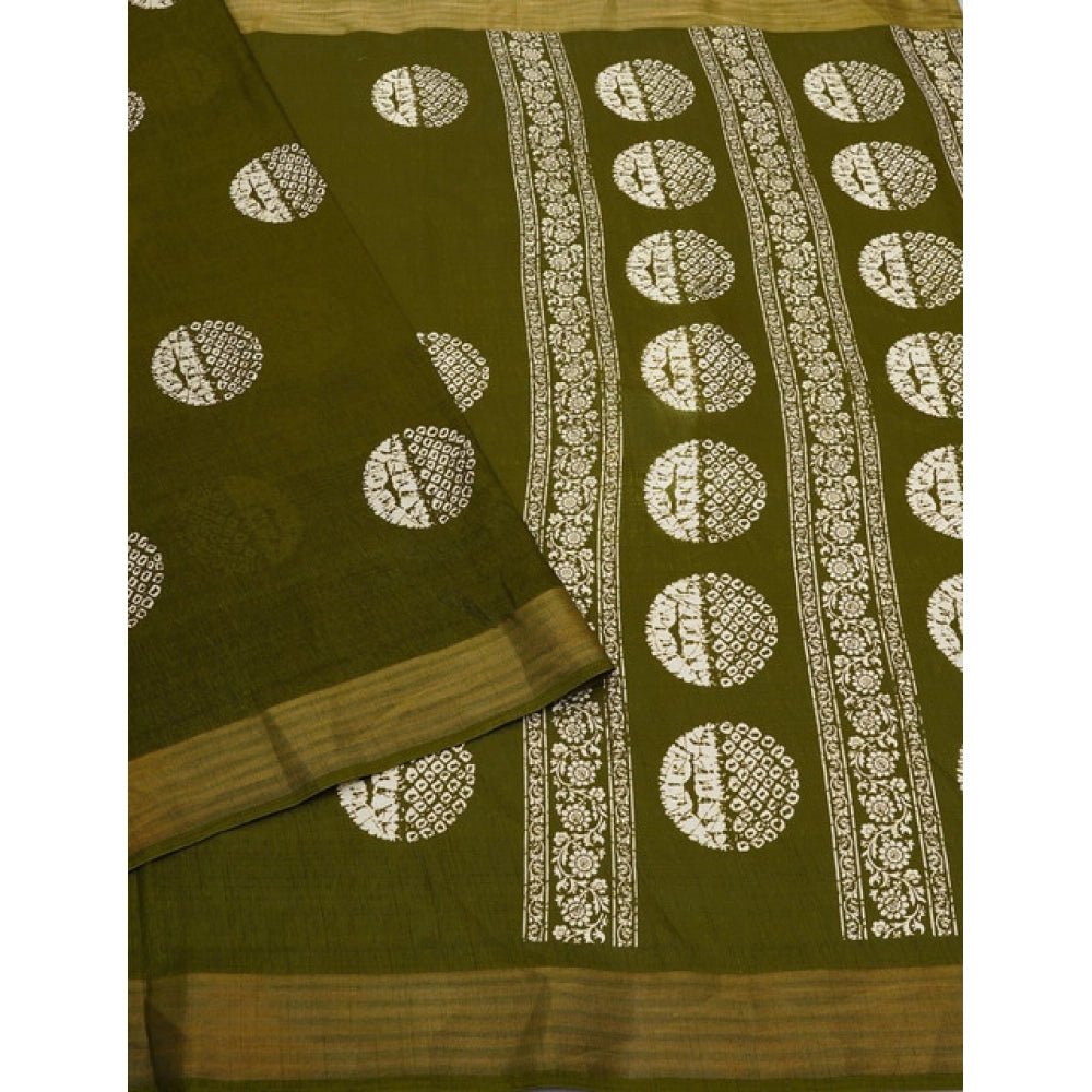 Amazing Women's Cotton Silk Printed Saree With Blouse Piece