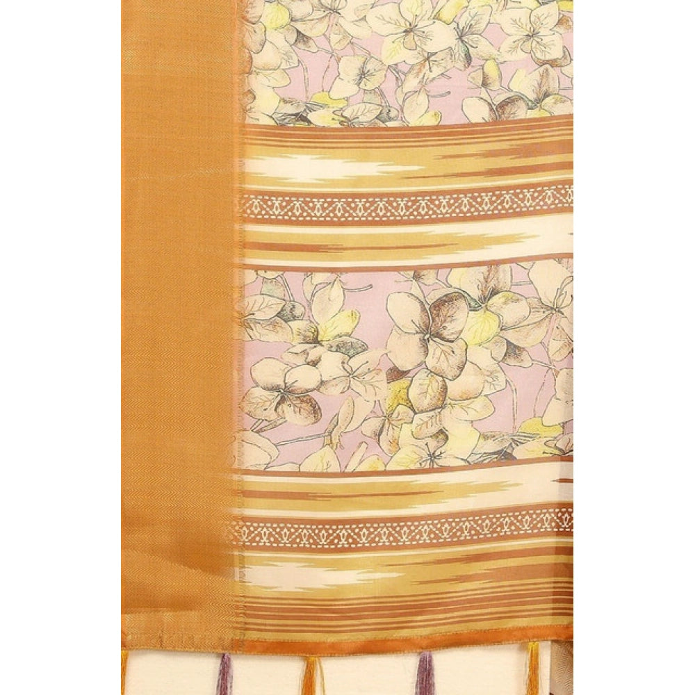 Fancy Women's Cotton Silk Floral Printed Saree With Blouse Piece
