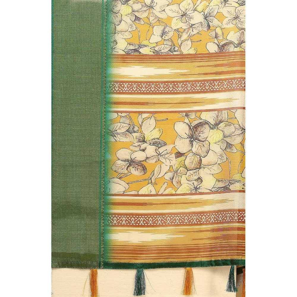 Magnificent Women's Cotton Silk Floral Printed Saree With Blouse Piece