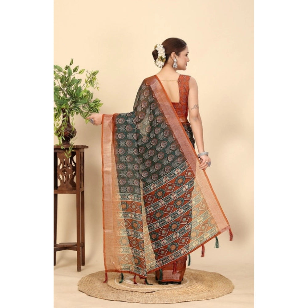 Sizzling Women's Cotton Silk Printed Saree With Blouse Piece