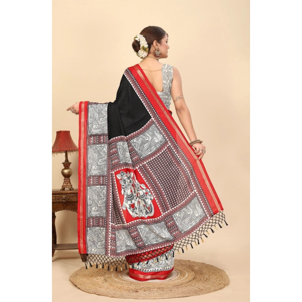 Marvellous Women's Cotton Silk Printed Saree With Blouse Piece