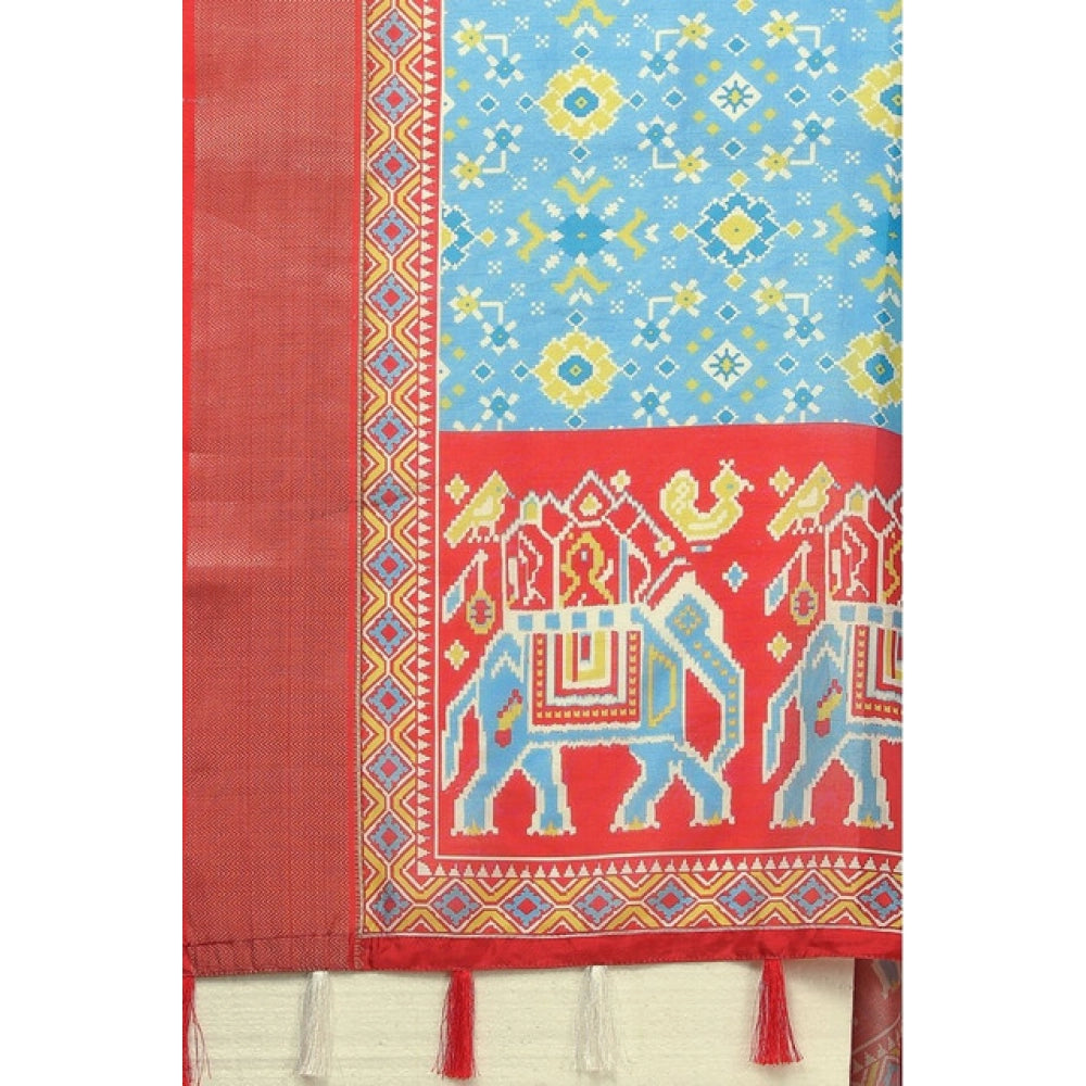 Sizzling Women's Cotton Silk Printed Saree With Blouse Piece