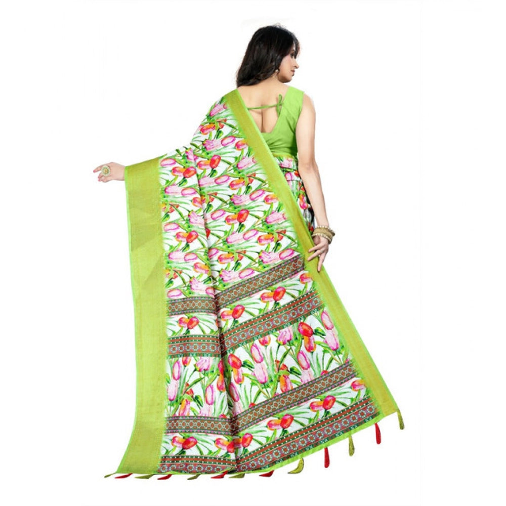 Exclusive Women's Cotton Silk Floral Printed Saree With Blouse Piece