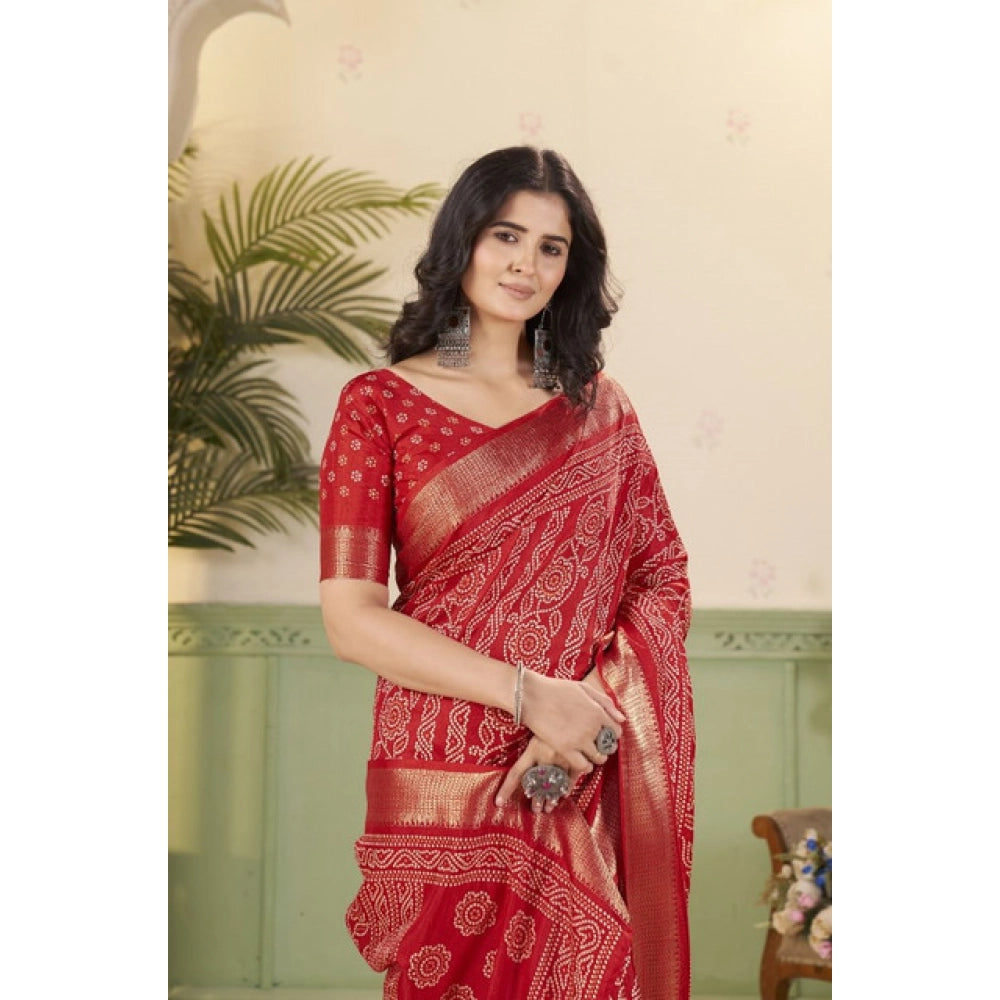 Charming Women's Cotton Silk Printed Saree With Blouse Piece