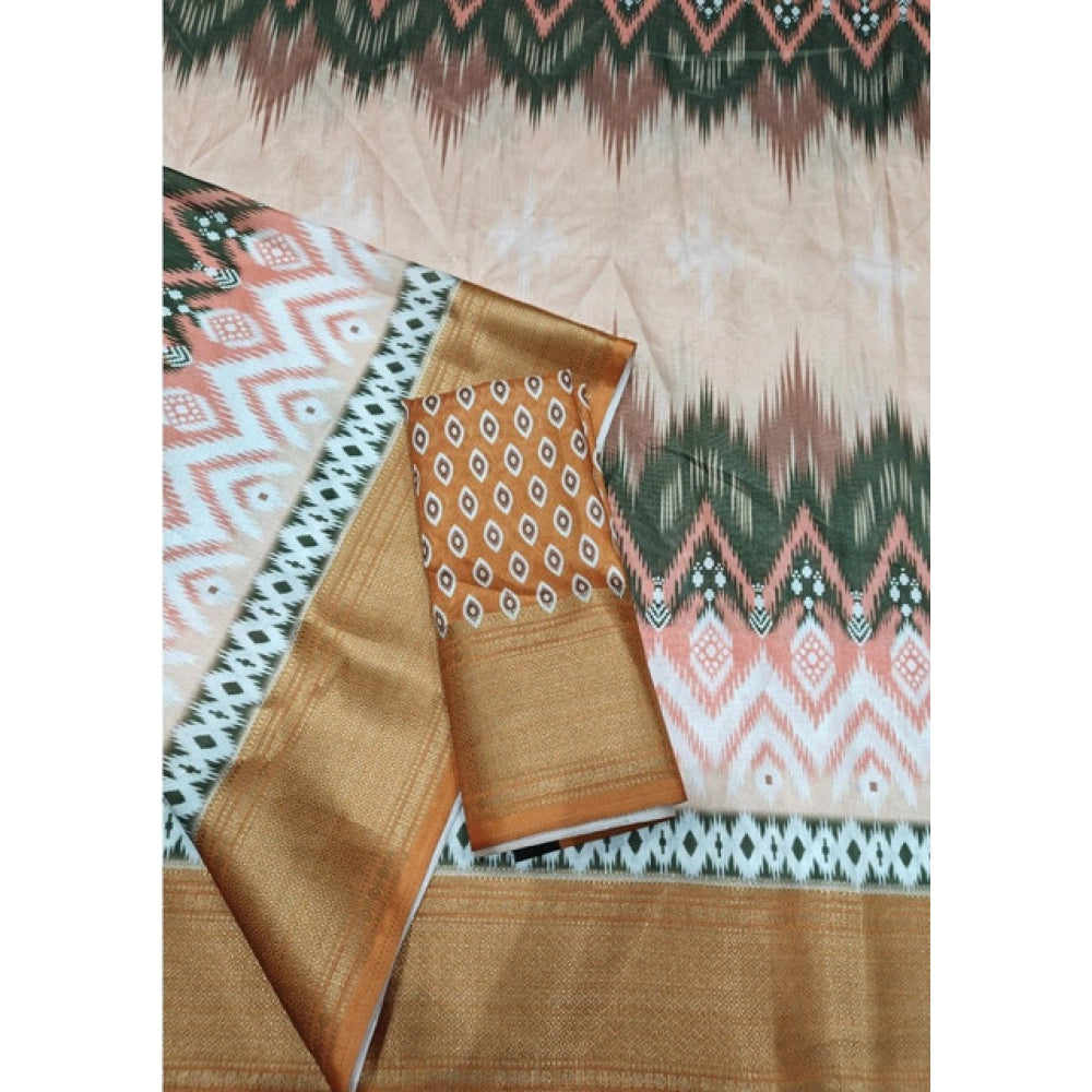 Charming Women's Cotton Silk Printed Saree With Blouse Piece