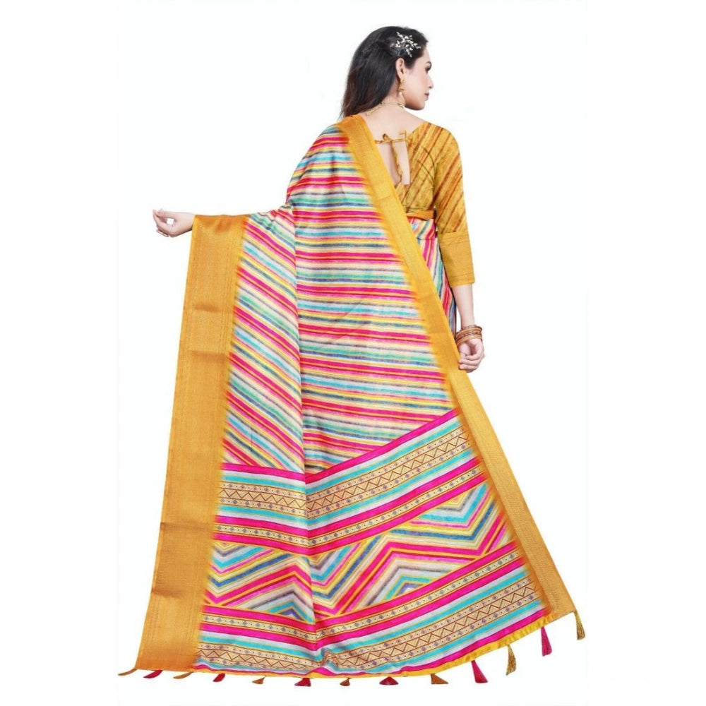 Charming Women's Cotton Silk Striped Saree With Blouse Piece