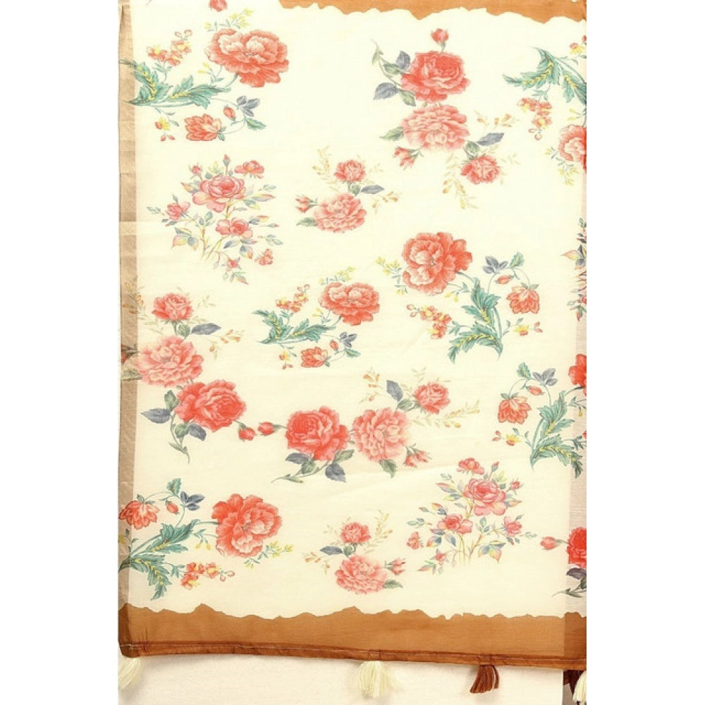Exclusive Women's Cotton Silk Floral Printed Saree With Blouse Piece