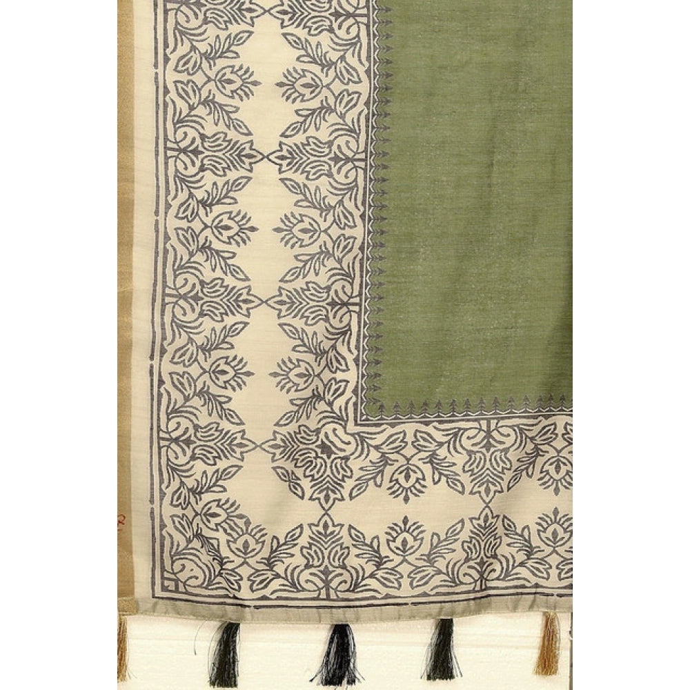 Casual Women's Chanderi Printed Saree With Blouse Piece