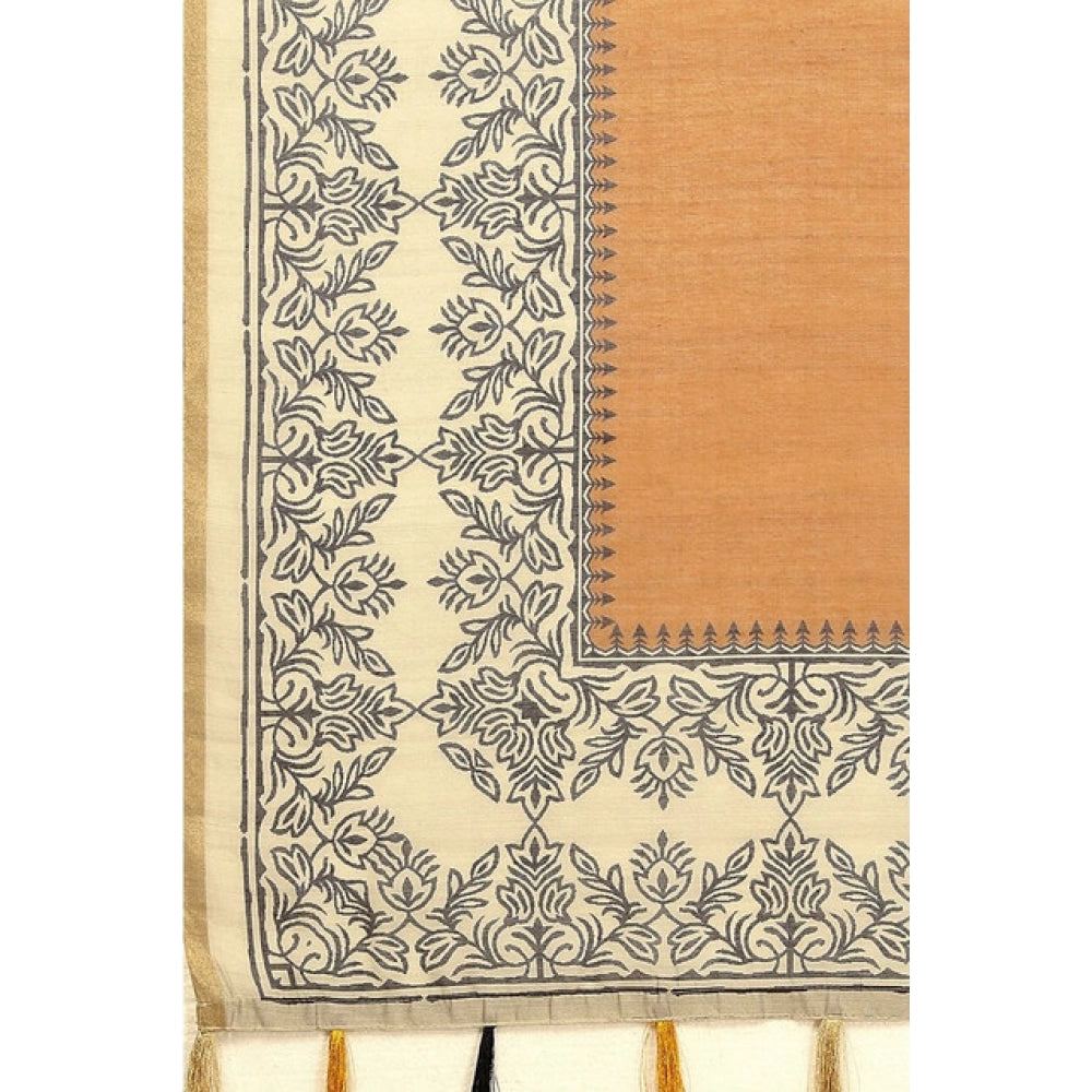 Casual Women's Chanderi Printed Saree With Blouse Piece