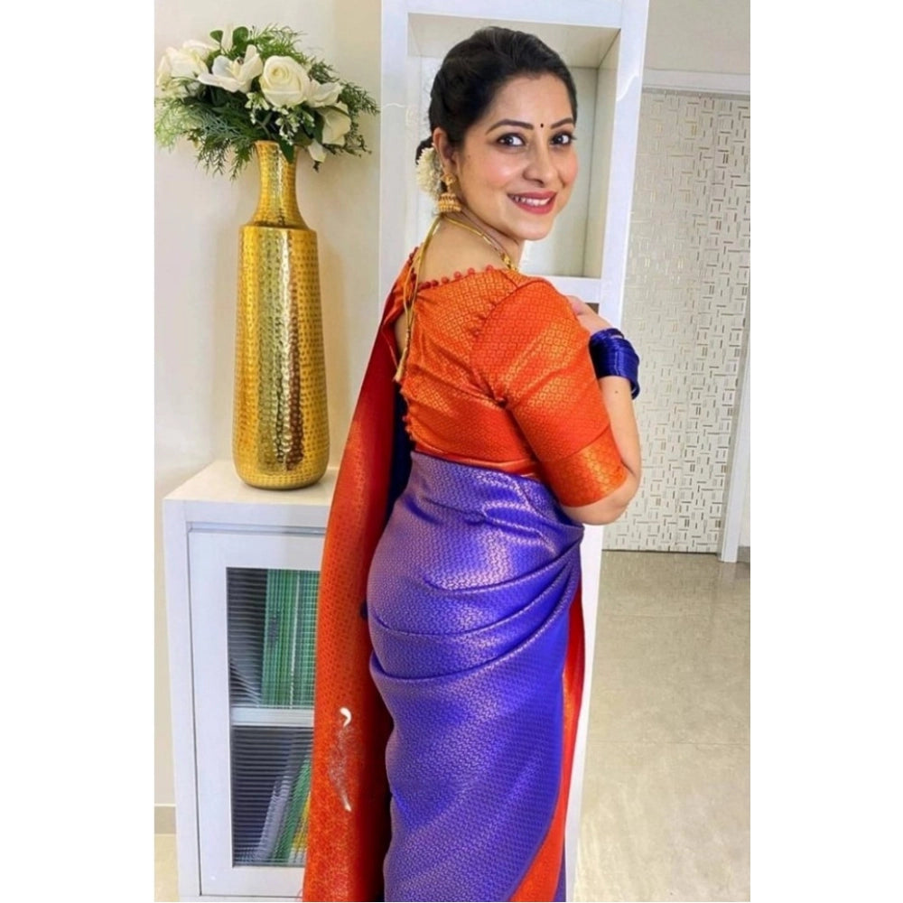 Groovy Women's Soft Lichi Silk Printed Saree With Blouse Piece