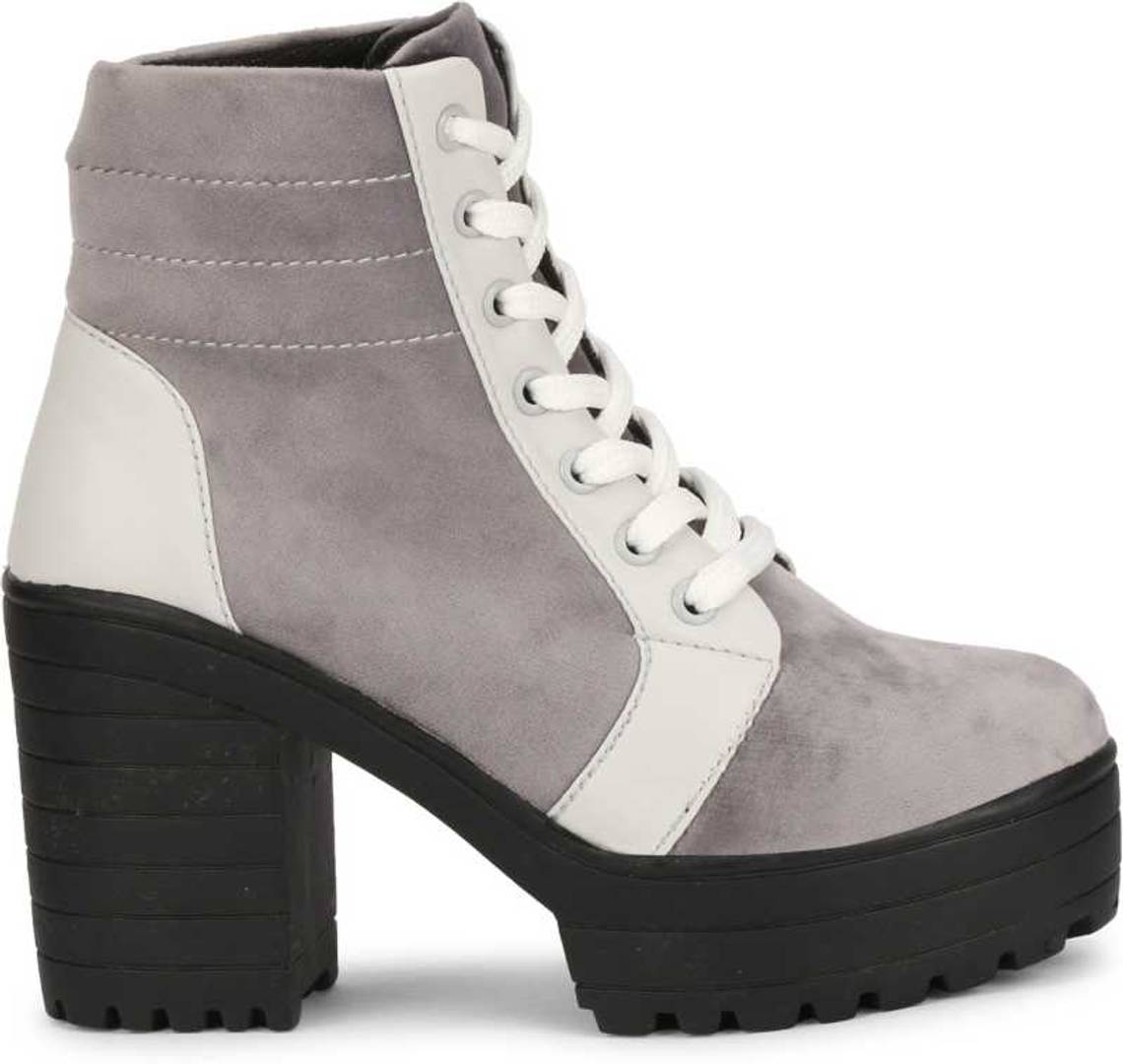 Women's Grey Canvas Boots