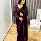 Beautiful Velvet Embroidered Border Saree With Embroidered Blouse Piece