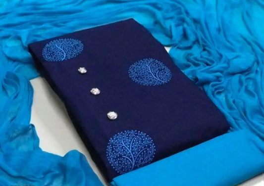 Botanical Embroidered Soft Cotton Salwar Suit Dress Material