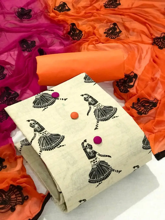 Elegant Cotton Silk Kalamkari Printed Salwar Suit Dress Material