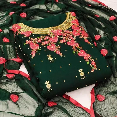 Wonderful Georgette Embroidered Salwar Suit Dress Material