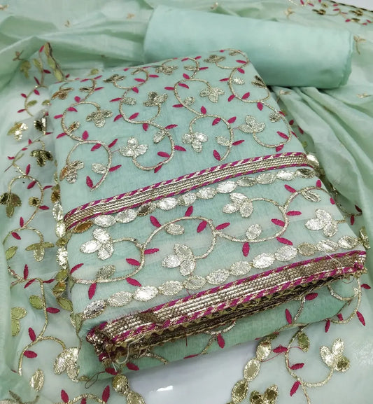 Partywear Chanderi Silk Salwar Suit Dress Material