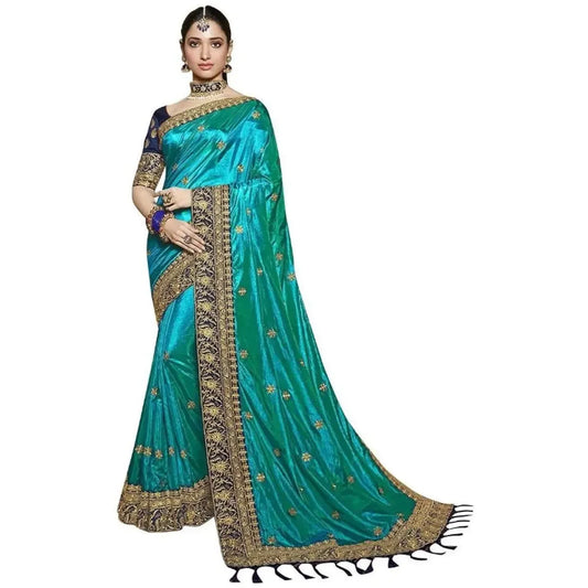 Classic Chanderi Silk Embroidered Saree with Blouse piece