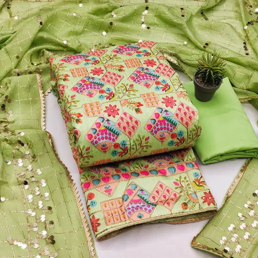 Beautiful Bhagalpuri Silk Salwar Suit Dress Material