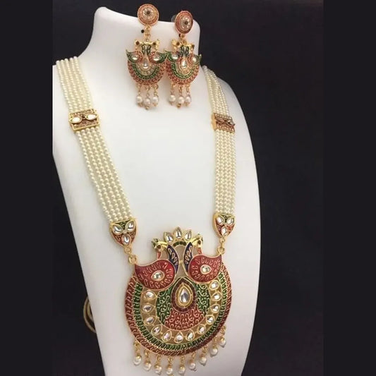 Precious Alloy Pearls Work Jewellery Set