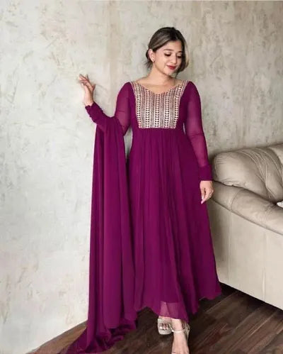 Classic Georgette Gown with Dupatta
