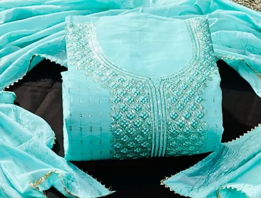 Fancy Muslin Embroidered Salwar Suit Dress Material
