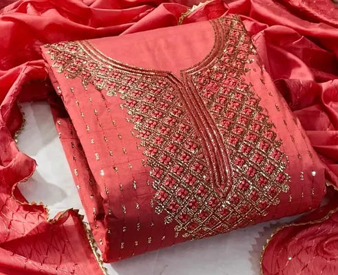 Fancy Muslin Embroidered Salwar Suit Dress Material