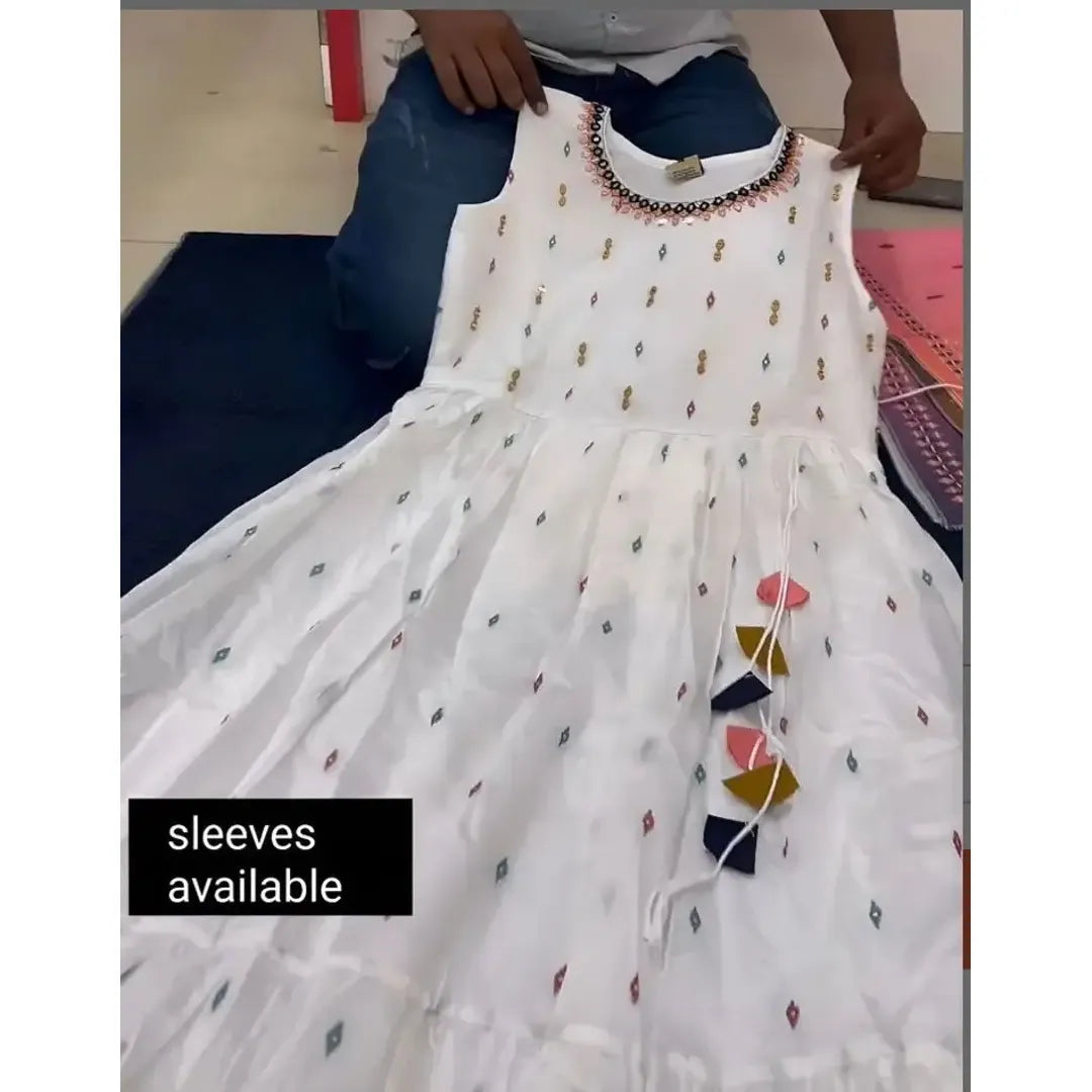 Attractive Chanderi Cotton Gown with Dupatta