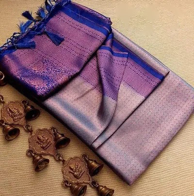 Partywear Kanjeevaram Silk Woven Design Saree with Blouse Piece