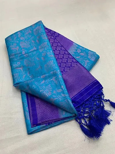Luxurious Silk Blend Kanjeevaram Saree with Blouse Piece