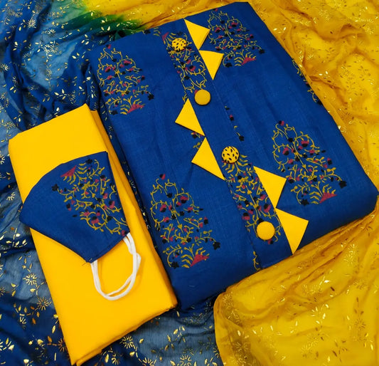 Incredible Slub Cotton Salwar Suit Dress Material