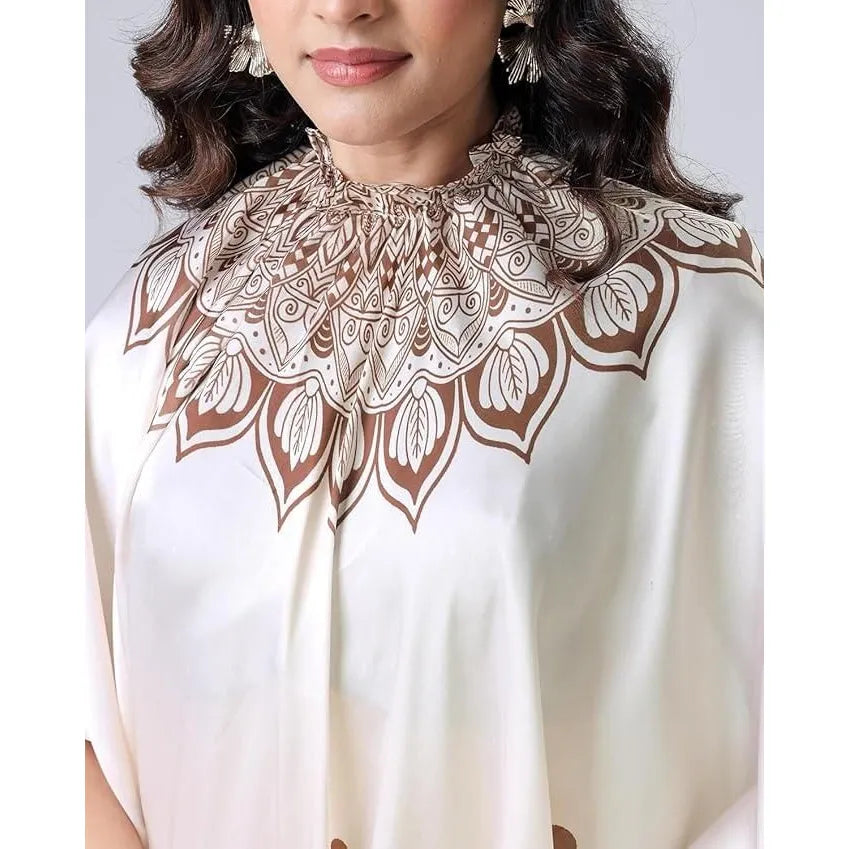 Elegant Kaftan Style Soft Satin Silk Printed Ready To Wear Saree With Blouse Piece